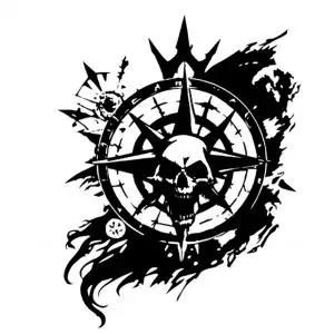 Vinilo, Adhesivo, Pegatinas, Stickers, Furgoneta, Coche, Moto, Calavera, Rosa de los Vientos