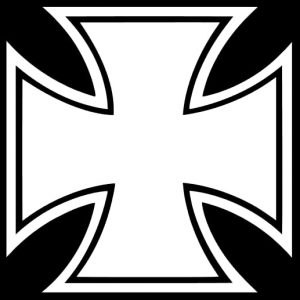 Pegatina Vinilo Troquelado Cruz de Hierro – Iron Cross Estilo Biker Militar, Sin Fondo, Vinilo Metamark 4 Mate, Resistente UV Agua, para Moto Casco Auto Van