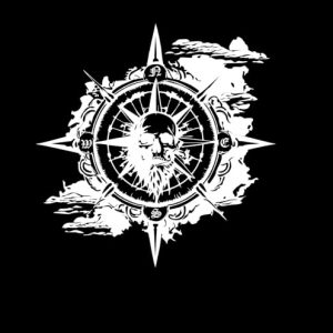 Pegatina Vinilo Troquelado Brújula con Calavera – Diseño Biker Pirata Oscuro, Sin Fondo, Vinilo Metamark 4 Mate, Resistente UV Agua, para Moto Casco Auto Van