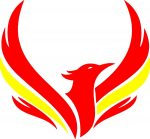 Pegatina Troquelada Fénix – Diseño en Rojo y Amarillo, Sin Fondo – Resistente al Agua y al Sol – Ideal para Laptop, Casco, Moto o Decoración de Pared