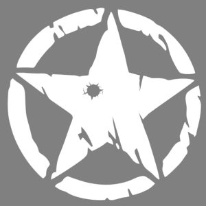 Pegatina Troquelada Estrella Militar – Vinilo Adhesivo sin Fondo – Diseño Estilo Ejército – Resistente al Agua – Ideal para Moto, Coche, Casco, Camper o Portátil