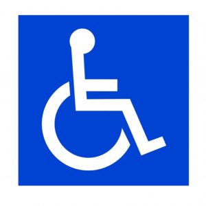 Pegatinas Símbolo Accesibilidad Azul Blanco Tintas Ecosolventes Resistentes UV Agua para Coche Moto Laptop Ideal Discapacidad Movilidad y Concienciación
