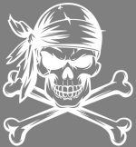 Pegatinas Personalizadas Troqueladas Sin Fondo – Calavera Pirata – Vinilo Adhesivo Resistente – Diseño Rockero para Móviles, Portátiles y Más