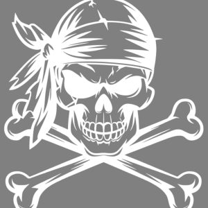 Pegatinas Personalizadas Troqueladas Sin Fondo – Calavera Pirata – Vinilo Adhesivo Resistente – Diseño Rockero para Móviles, Portátiles y Más