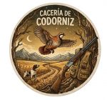 Pegatina Vinilo Caza Perdiz y Codorniz España, Adhesivo Circular para Coche Todoterreno y Remolque, Resistente al Exterior y Sol, Impresión Ecosolvente, Diseño Cinegético
