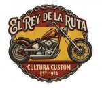 Pegatina Moto Vintage El Rey de la Ruta | Cultura Custom | Sticker Biker Chopper Retro | Impresión Ecosolvente Resistente al Agua