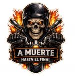 Pegatina Moto Calavera A Muerte Hasta el Final – Vinilo Adhesivo Exterior Impermeable para Casco Coche 4x4 – Sticker Biker Custom Rock Metal Resistente Agua Sol