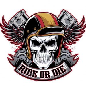 Pegatina de calavera Ride or Die – Calcomanía de vinilo para moto biker para casco, coche, camión, portátil | Pegatinas impermeables resistentes a los rayos UV para cráneo recortado para hombres