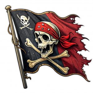 Pegatina Vinilo Calavera Pirata Bandera Jolly Roger para Moto Coche Casco Laptop Resistente Agua UV Diseño Vintage Tintas Ecosolventes