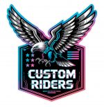 Pegatina Vinilo "Wild Road Custom Riders" - Eagle Biker Sticker para Moto, Coche, Casco, Laptop | Resistente a Agua y UV | Diseño Futurista con Tintas Ecosolventes