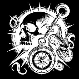 Vinilo, Adhesivo, Pegatinas, Stickers, Furgoneta, Coche, Moto, Calavera, Rosa de los Vientos