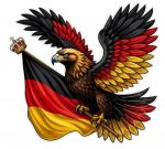 Pegatina Aguila Alemana Bandera Deutschland - Sticker Vinilo Premium Impermeable Die-Cut Coche Moto Casco Portatil - Regalo Aleman Bundesadler