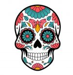 Pegatina Calavera Mexicana Decorativa – Adhesivo Vinilo Impermeable | Sticker Catrina a Color | Diseño Floral Día de los Muertos | Calcomanía para Casco, Moto, Portátil, Coche | 10x14 cm