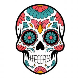 Pegatina Calavera Mexicana Decorativa – Adhesivo Vinilo Impermeable | Sticker Catrina a Color | Diseño Floral Día de los Muertos | Calcomanía para Casco, Moto, Portátil, Coche | 10x14 cm