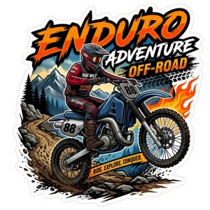Pegatina Enduro Adventure Off-Road Ride Wild - Sticker Motocross Dirt Bike Vinilo Premium Impermeable Die-Cut Coche Moto Casco - Regalo Piloto Enduro