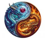 Pegatina Yin Yang Dragones Fuego y Hielo - Sticker Dragon Chino Fantasy Vinilo Premium Impermeable Die-Cut Coche Moto Portatil - Regalo Gamer Friki