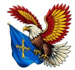 Pegatina Aguila Asturias Bandera Cruz de la Victoria - Sticker Heraldico Vinilo Premium Impermeable Die-Cut Coche Moto Portatil - Regalo Asturiano