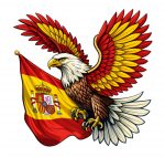 Pegatina Vinilo Águila con Alas de España y Bandera de España para Moto Coche Casco Laptop Resistente Agua UV Tintas Ecosolventes