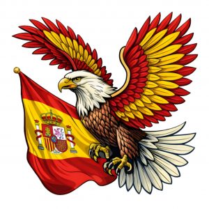 Pegatina Vinilo Águila con Alas de España y Bandera de España para Moto Coche Casco Laptop Resistente Agua UV Tintas Ecosolventes