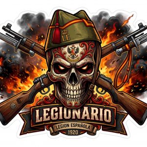 Pegatina Legionario Legion Española 1920 - Sticker Calavera Militar Vinilo Premium Impermeable Die-Cut Coche Moto Casco - Regalo Militar Español