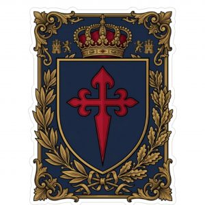 Pegatina Cruz de Santiago Escudo Heraldico Real - Sticker Orden Santiago Vinilo Premium Impermeable Die-Cut Coche Moto Portatil - Regalo Español