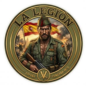Pegatina La Legion Española Soldado Fundada 1920 - Sticker Militar Vinilo Premium Impermeable Die-Cut Coche Moto Casco - Regalo Legionario España