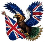 Pegatina Aguila Reino Unido Bandera Union Jack - Sticker Vinilo Premium Impermeable Die-Cut Coche Moto Casco Portatil - Regalo British Royal Eagle