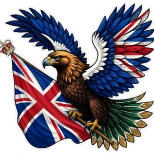 Pegatina Aguila Reino Unido Bandera Union Jack - Sticker Vinilo Premium Impermeable Die-Cut Coche Moto Casco Portatil - Regalo British Royal Eagle