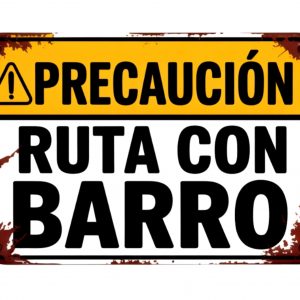 Pegatina 4x4 Off Road – Señal “Precaución Ruta con Barro” – Vinilo Adhesivo Resistente al Agua para Coches, 4x4, Jeep, Todoterreno, Camionetas – 20 x 13,5 cm
