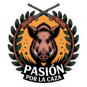 Pegatina de Caza de Jabalí Premium "Pasión por la Caza", Diseño Vibrante, Tintas Ecológicas y Duraderas, Resistente al Agua y UV, Ideal para Cazadores, Vehículos, Equipos