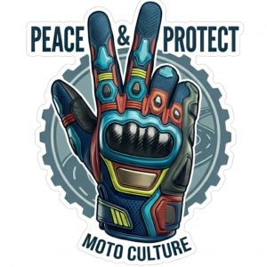 Pegatina Peace Protect Moto Culture Saludo Motero - Sticker Guante Biker Rider Vinilo Premium Impermeable Die-Cut Coche Moto Casco - Regalo Motero