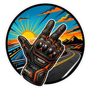 Pegatina Saludo Motero Guante Moto Carretera - Sticker Biker Rider Vinilo Premium Impermeable Die-Cut Coche Moto Casco - Regalo Motorista Motero