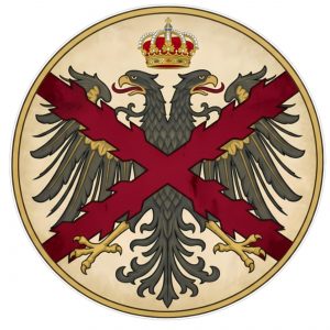 Pegatina Aguila Bicefala Habsburgo Cruz Borgoña Corona Real - Sticker Heraldico Imperio Español Vinilo Premium Impermeable Die-Cut Coche Moto