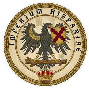 Pegatina Imperium Hispaniae Aguila Imperial Cruz Borgoña - Sticker Heraldico Imperio Español Vinilo Premium Impermeable Die-Cut Coche Moto - Regalo