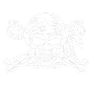 Pegatina Calavera Pirata Troquelada Sin Fondo – Vinilo Adhesivo de Corte para Coche Moto Cristal Portátil – Sticker Skull Bandera Pirata Exterior