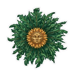Pegatina Flor del Sol Vasca Simbolo Proteccion Hogar - Sticker Flor Dorada Euskadi Vinilo Premium Impermeable Die-Cut Coche Moto - Regalo Vasco