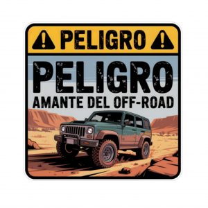 Pegatina Vinilo Peligro Amante del Off-Road para Moto Coche Casco Laptop Resistente Agua UV Diseño Jeep 4x4 Tintas Ecosolventes