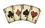 Pegatina Cuatro Ases Poker Vintage Cartas Envejecidas - Sticker Pegatinas Vinilo Premium Impermeable Die-Cut Coche Moto Portatil - Regalo Jugador