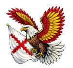 Pegatina Vinilo Águila con Alas de España y Bandera de Borgoña para Moto Coche Casco Laptop Resistente Agua UV Tintas Ecosolventes
