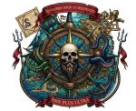 Pegatina Calavera Marinera Rosa de los Vientos - Sticker Nautico Vinilo Premium Impermeable Coche Moto Barco Portatil - Navegando Hacia lo Desconocido
