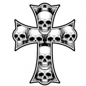 Pegatina Calavera Cruz con Tintas Ecosolventes – Diseño Impactante para Coche Moto Laptop y Más | Resistente al Agua y UV